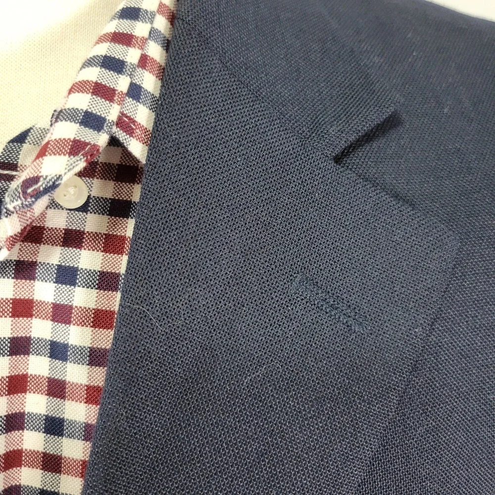 VTG Stafford Men's Sport Coat Blazer Two Button Navy Blue Polyester Wool 42R‎
